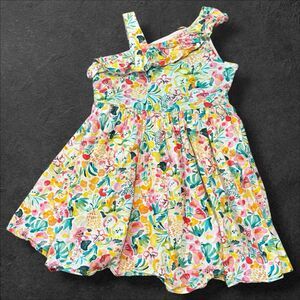 Florence Eiseman Floral Cotton Dress Size 5 One Shoulder Ruffle Spring Summer